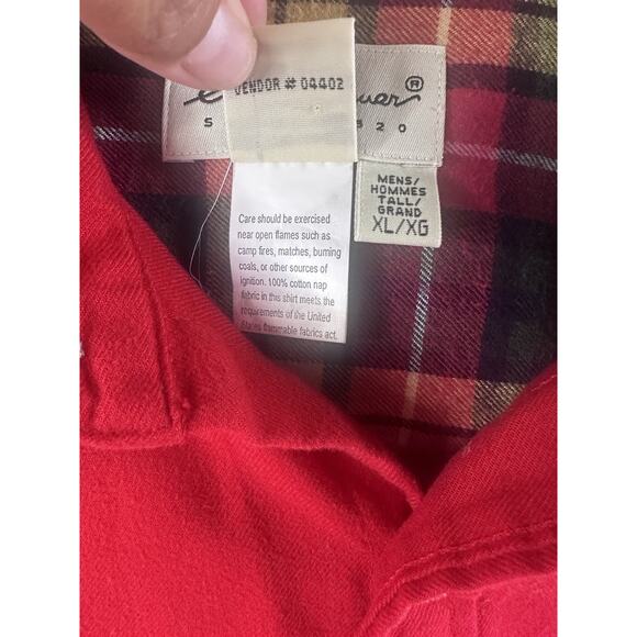 Eddie Bauer Men's XL Heavy Cotton Red Button Up Flap Front Pockets Cottagecore - Picture 4 of 11
